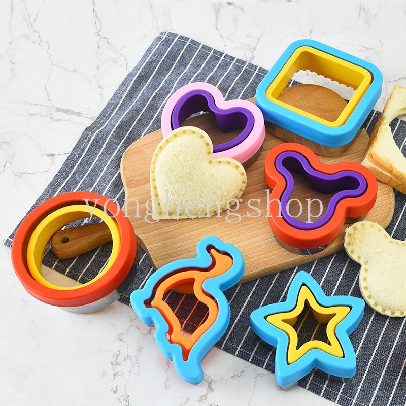 Khuôn Cắt Bánh Sandwich Hình Khủng Long / Ngôi Sao / Trái Tim Bằng Thép Không Gỉ