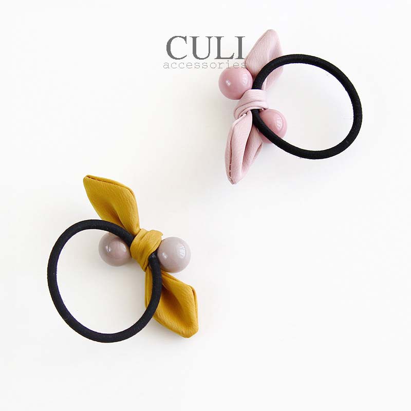 Dây cột tóc nơ phối châu nhiều màu xinh xắn cho nữ, style Hàn Quốc