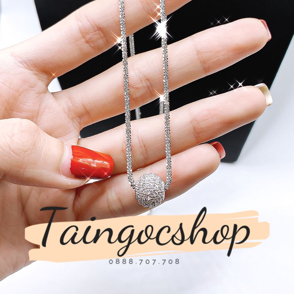 Dây chuyền bạc Ý 👑𝓢𝓪𝓷𝓰 𝓣𝓻𝓸̣𝓷𝓰👑 Dây chuyền mặt Bi đính đá Czech Thụy Sỹ cao cấp MH989