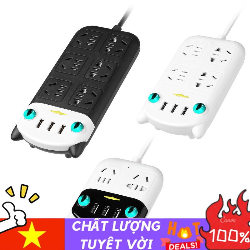 PM Ổ cắm mèo dễ thương sáng tạo phim hoạt hình bảng dây đa năng Bộ sạc USB gia dụng sạc công tắc phích cắm thông minh