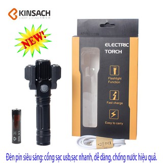 Đèn Pin Phượt Thủ,Đèn Pin đa năng Glare LED 3 Đầu Đèn Pin Zoom Ngoài Trời, Đèn Sạc Cổng Sạc Android, Cáp SẠC usb Đi Kèm.