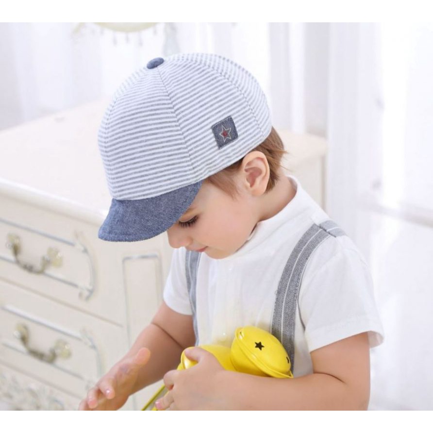 Mũ nón lưỡi trai kẻ sọc ngôi sao cho bé trai bé gái từ 0 đến 18 tháng