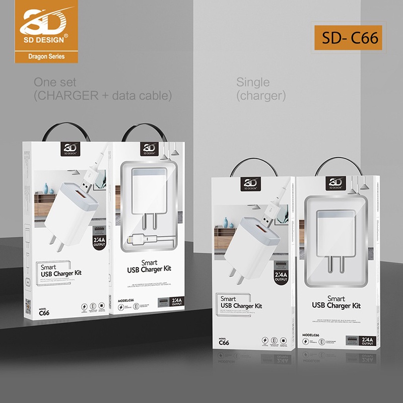 Củ sạc SD DESIGN C66 chính hãng hỗ trợ sạc nhanh an toàn cho thiết bị - Mango_Ovil