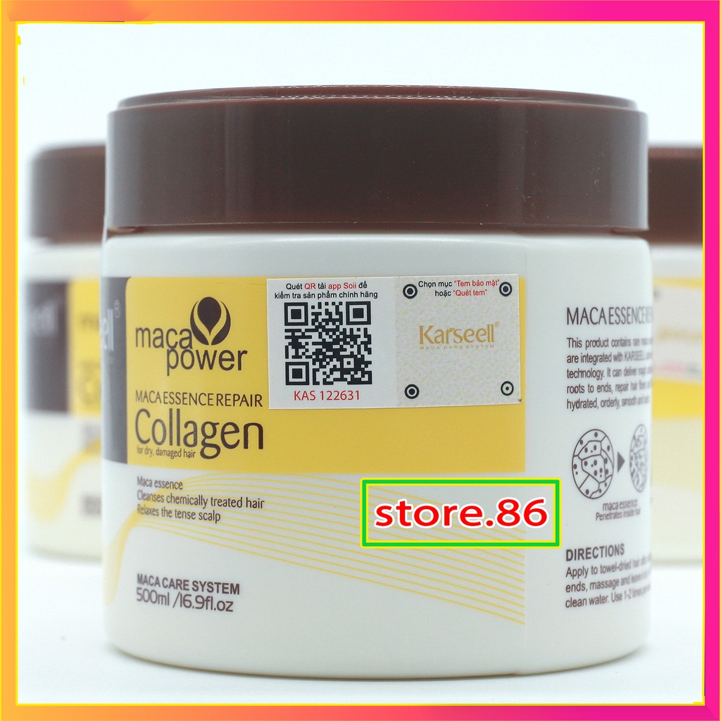 Ủ toc collagen phục hồi tóc kem ủ hấp tóc collagen karseell maca ủ tóc siêu mềm mượt hũ – túi 500ml chính hãng