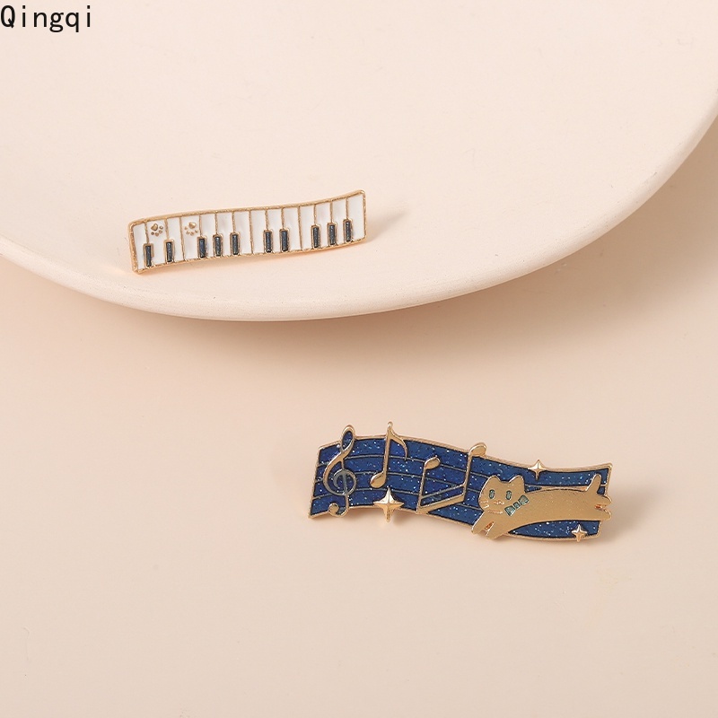 Ghim cài áo Miss Zoe tráng men hình đàn piano mèo hoạt hình sáng tạo làm quà tặng cho học sinh
