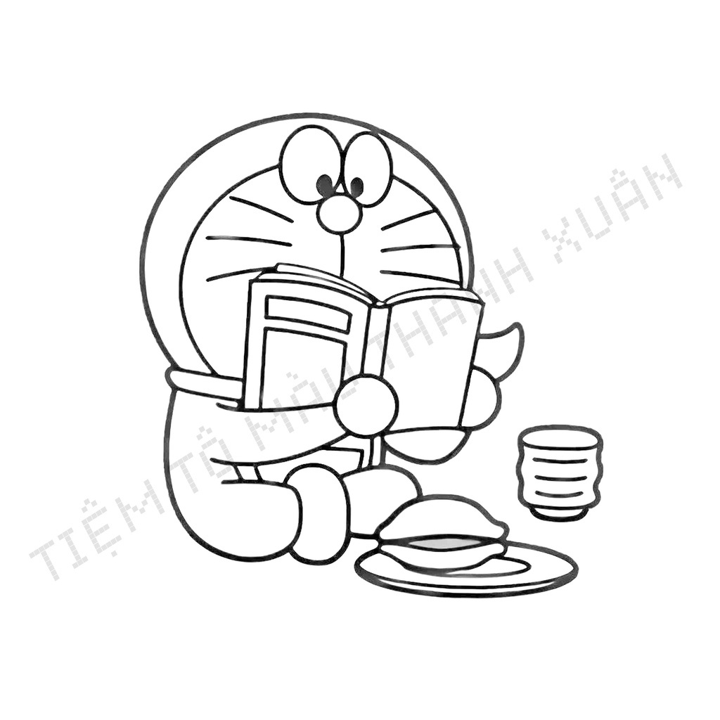 Set 10 Tờ Tranh Tô Màu Doraemon Tô Màu Sáp, Màu Chì - Tiệm Tô Màu Thanh Xuân