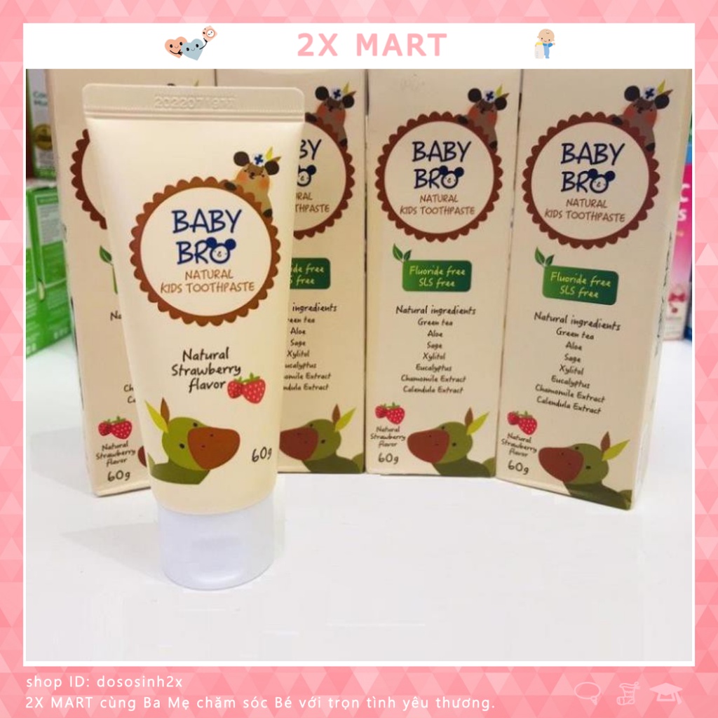 Kem đánh răng dược liệu cho bé Baby Bro cho trẻ em từ 6 tháng khi có răng sữa - Tiêu chuẩn Châu Âu