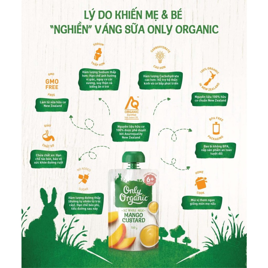 💦MUA 2 TẶNG 1💦  Trái cây nghiền ONLY ORGANIC túi 100g-120g hữu cơ cho bé
