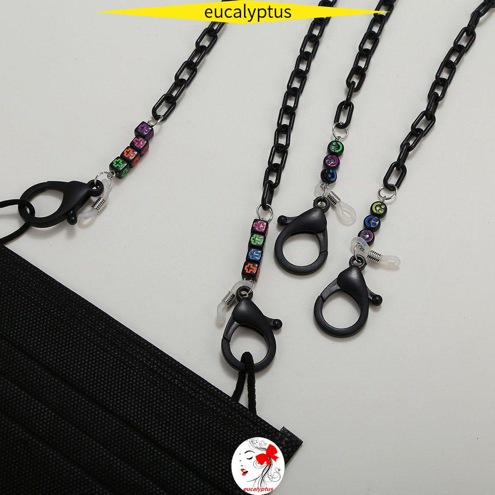 Dây Đeo Mắt Kính Màu Đen Bằng Acrylic Hình Mặt Cười