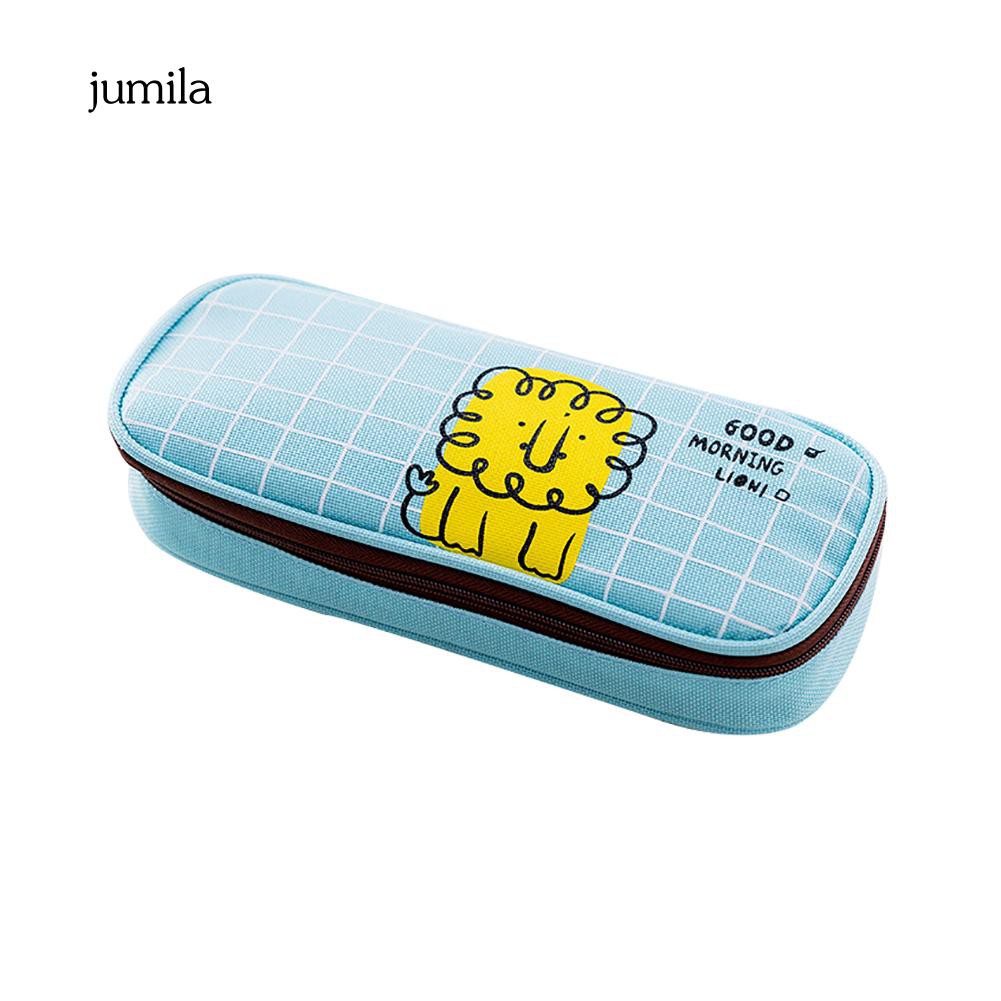 Túi đựng bút chì bằng vải canvas in họa tiết động vật đáng yêu dành cho các bé