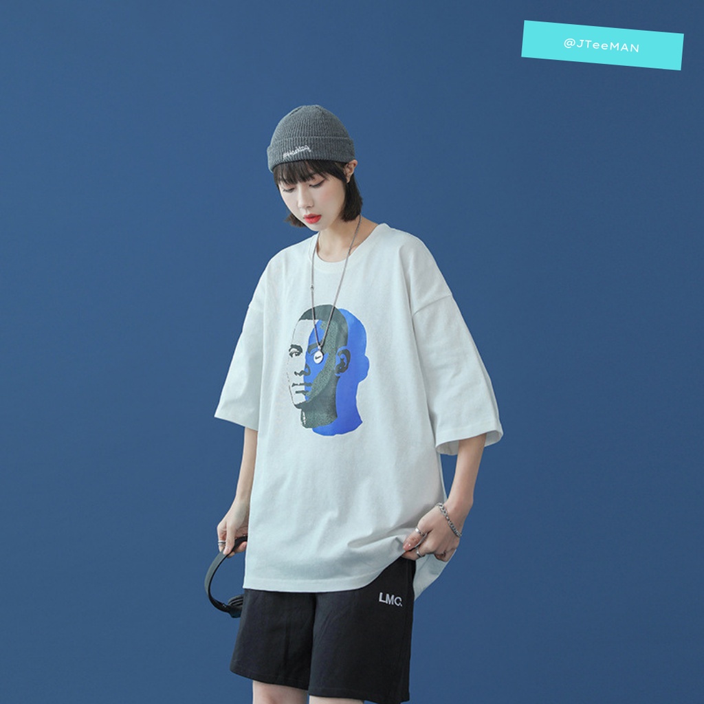 Áo thun Unisex tay lỡ form rộng in hình khuôn mặt, áo phông Unisex nam nữ vải cotton cao cấp thoát mát JTeeMan - JT18