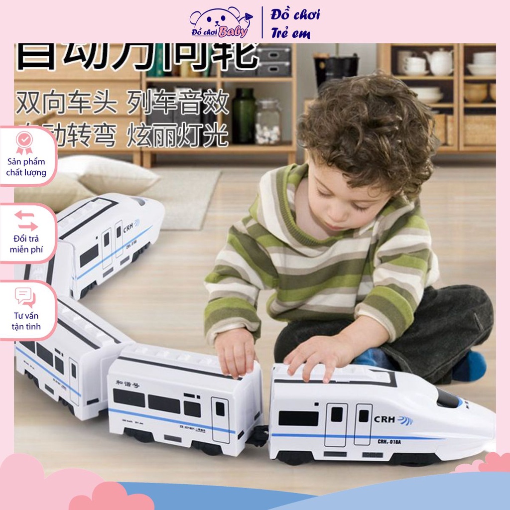Đồ chơi tàu Lượn Xe Lửa Siêu Tốc Cho Bé (Tự động chạy tránh chướng ngại vật, có đèn phát sáng và tiếng còi tàu vui nhộn)