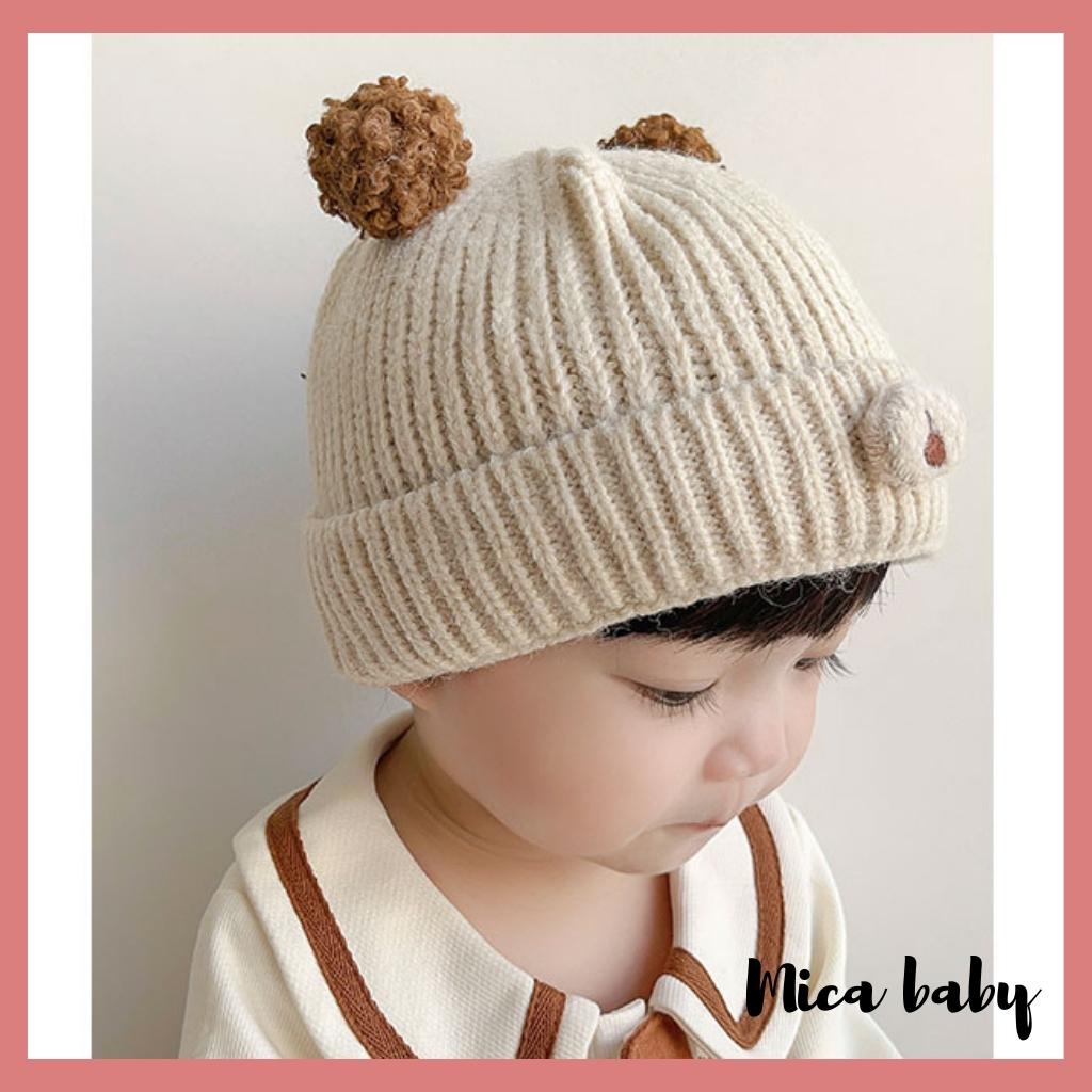 Mũ len thu đông cho bé kiểu dáng tai bông dù dễ thương ML202 Mica baby