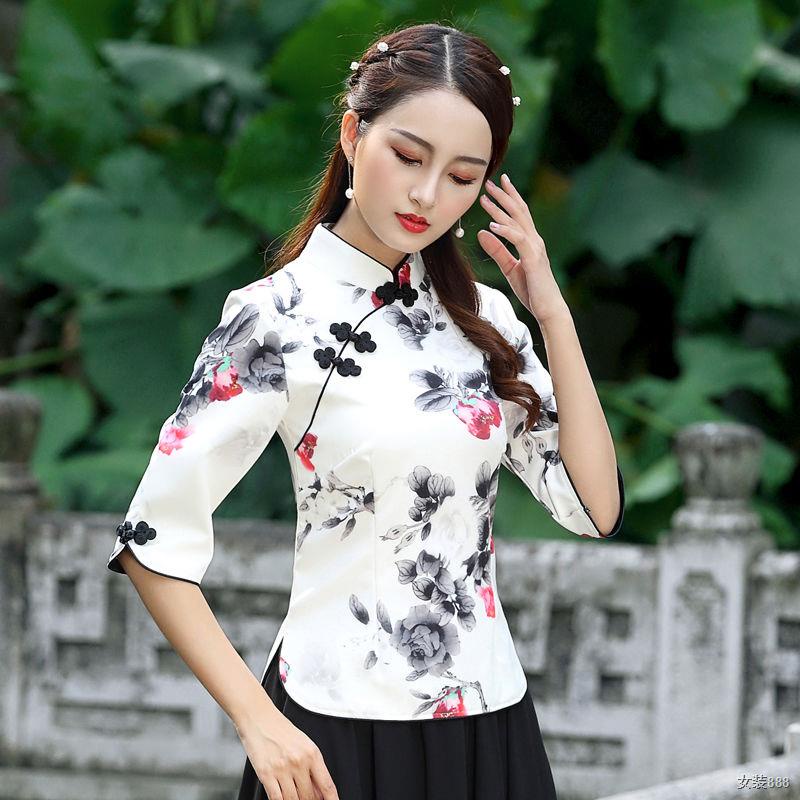 Các mẫu mùa xuân, hè và thu, kiểu Hanfu cải tiến theo phong cách cổ điển của Trung Quốc, áo khoác sườn xám cỡ l