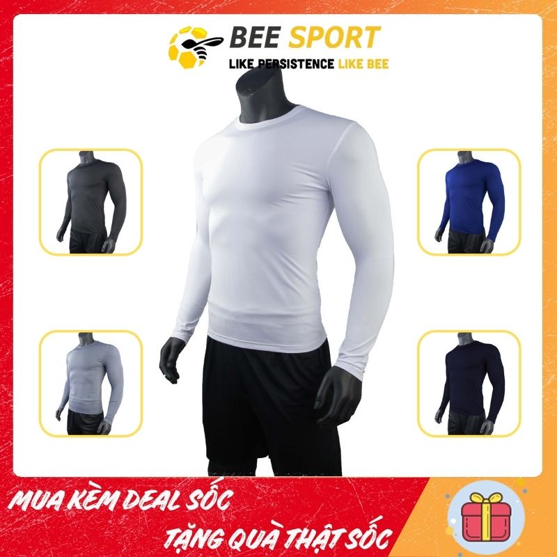 ☒﹊✜Áo thun tay dài body FitMe - giữ nhiệt nam, chống nắng đá bóng nam- Kiểu dáng đơn giản, thấm hút tốt
