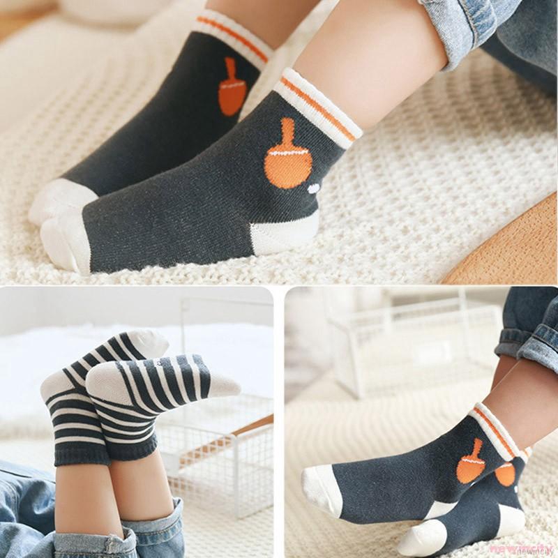 Set 5 Đôi Tất Hoạ Tiết Kẻ Sọc Phong Cách Hàn Quốc Cho Bé
