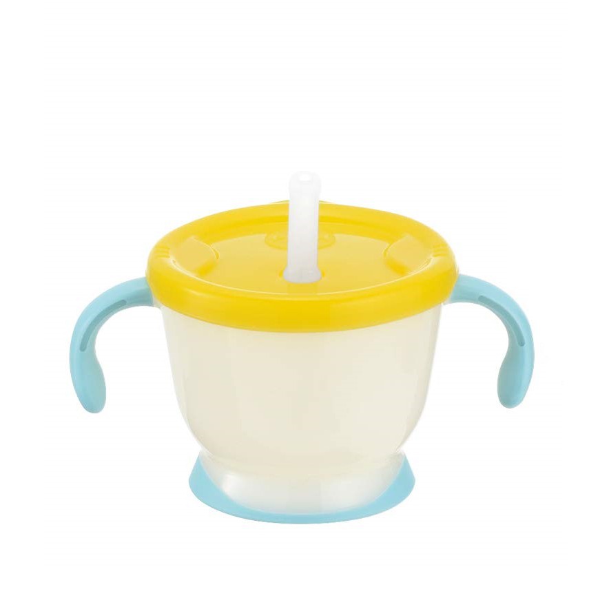 Cốc tập uống 3 giai đoạn Richell 150ml (Tay Cầm Xanh Lơ, Nắp Vàng)