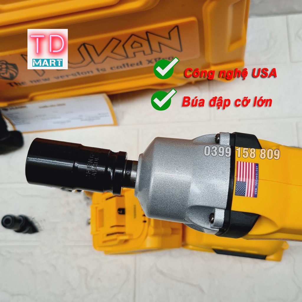 Máy Siết Bulong Dùng Pin 21V HUKAN X1 Không Chổi Than Pin 15 Cell