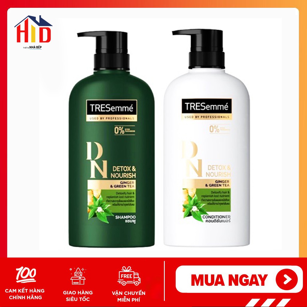 Bộ sản phẩm Tresemme trà gừng Salon Detox gội 450ml + sả 450ml