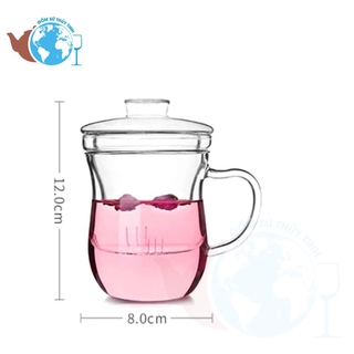 Ly Lọc Trà Thủy Tinh Dáng Eo Thon 300ml