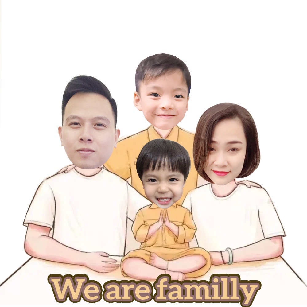 Hình Chibi gia đình trang trí sinh nhật, trang trí thôi nôi đẹp miễn phí thiết kế theo yêu cầu