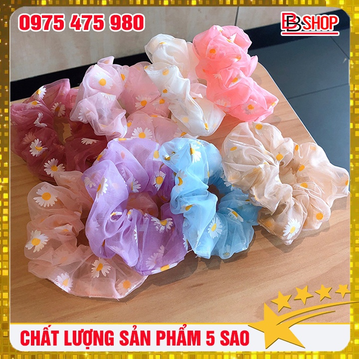 Dây Cột Tóc Vải Lưới Hoa Cúc Hottrend - Scrunchies Đeo Tay Sang Chảnh Cho Nữ