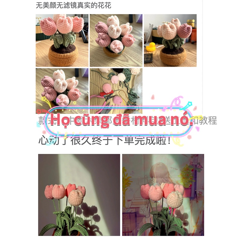 [DIY] Hoa Tulip tự may. Tay dệt túi vải tự làm. Trang trí bằng hoa bất tử.
