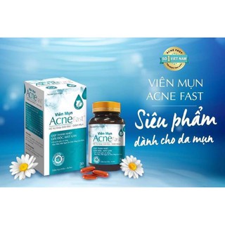Viên Uống T.rị_Mụn ACNE FAST Hỗ trợ t.rị các loại mụn, mụn nội tiết (Mụn nhọt, mụn trứng cá, mụn ẩn,…) ( hộp 30 viên )