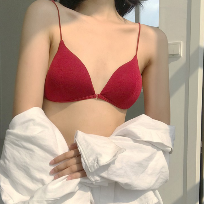 Deep V  Seamless Soft Underwear Bras French Style Cotton Bra Triangle Cup Lingerie | BigBuy360 - bigbuy360.vn
