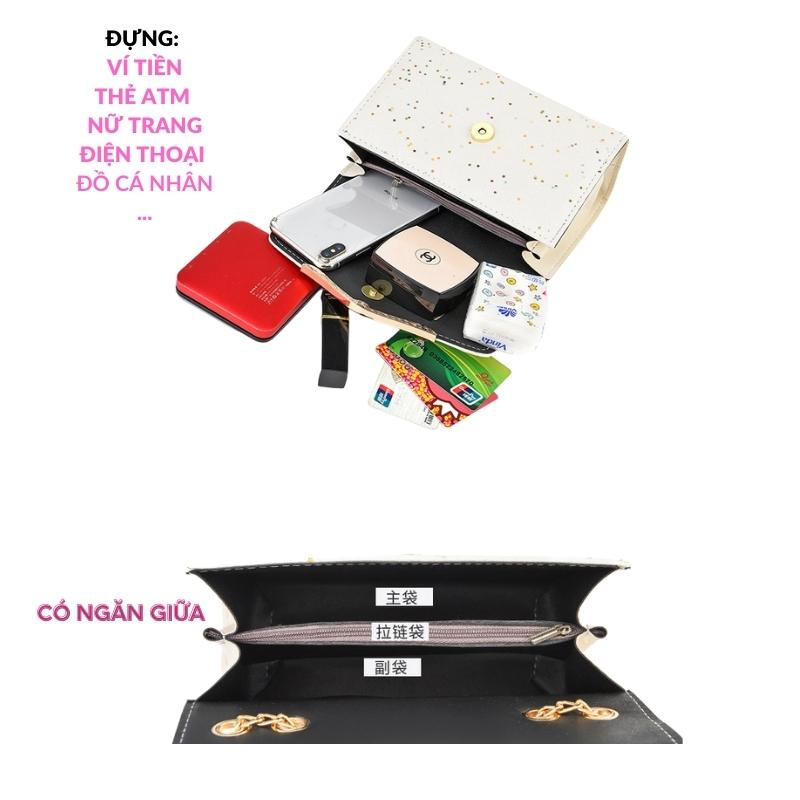 Túi đeo chéo đeo vai nữ thời trang công sở da đẹp đính kim sa lấp lánh phong cách Hàn Quốc giá rẻ OLUKA STORE TĐV073