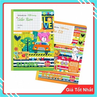 Vở 4 Ô Ly Klong 120 Trang May Dán Gáy SchoolLine B5 70/90 Mã Số 048 - Ruột In Offset Rõ Ràng