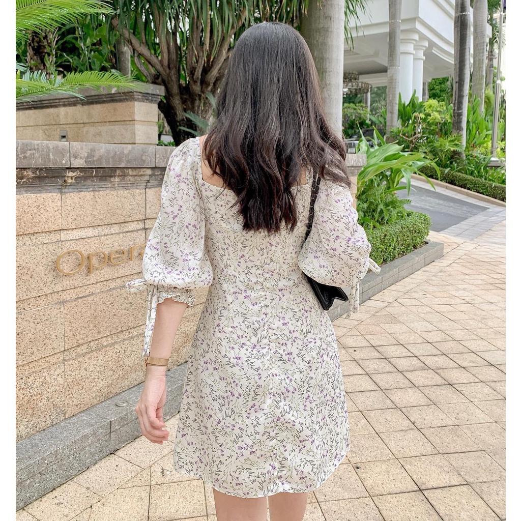 Đầm CAREN - Đầm hoa tay lửng phồng nhẹ | BigBuy360 - bigbuy360.vn