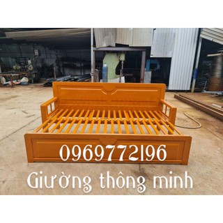 Giường sắt thông minh ( Ghế sofa tiện ích) giả gỗ khung hộp 4x8 ngang 1m6x2m giao hàng miễn phí nội thành HCM - Mẫu mới