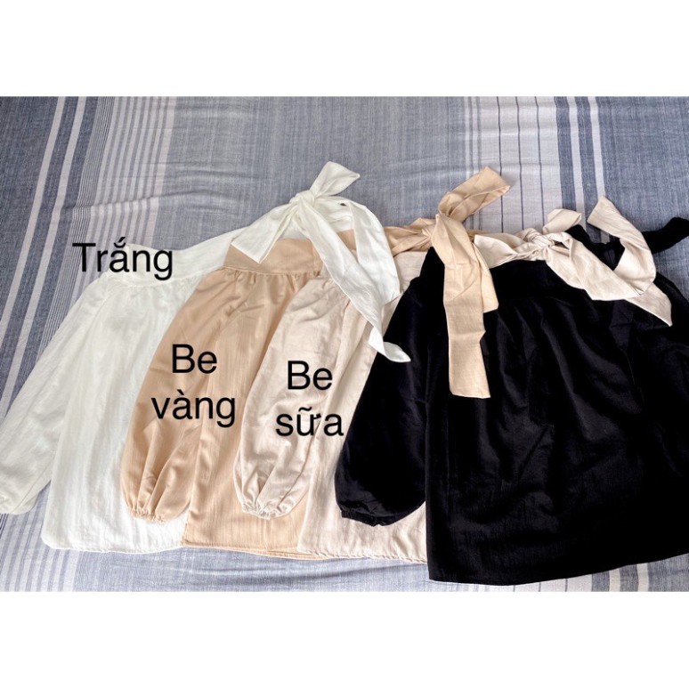 [1hittop] áo trễ vai nơ 3 màu , áo babydoll kiểu hót A290