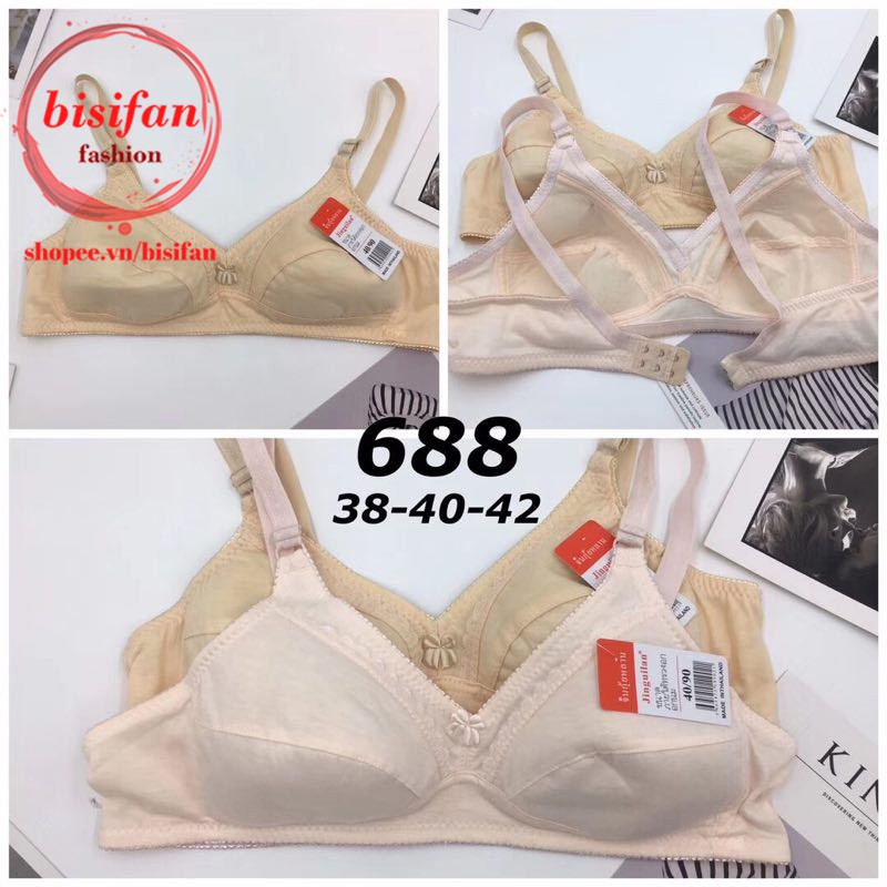 Aó ngực mỏng không gọng Không mút A688 dây nhỏ mặc nhà chất cotton CUP B big size cho bà già bà bầu người béo mập