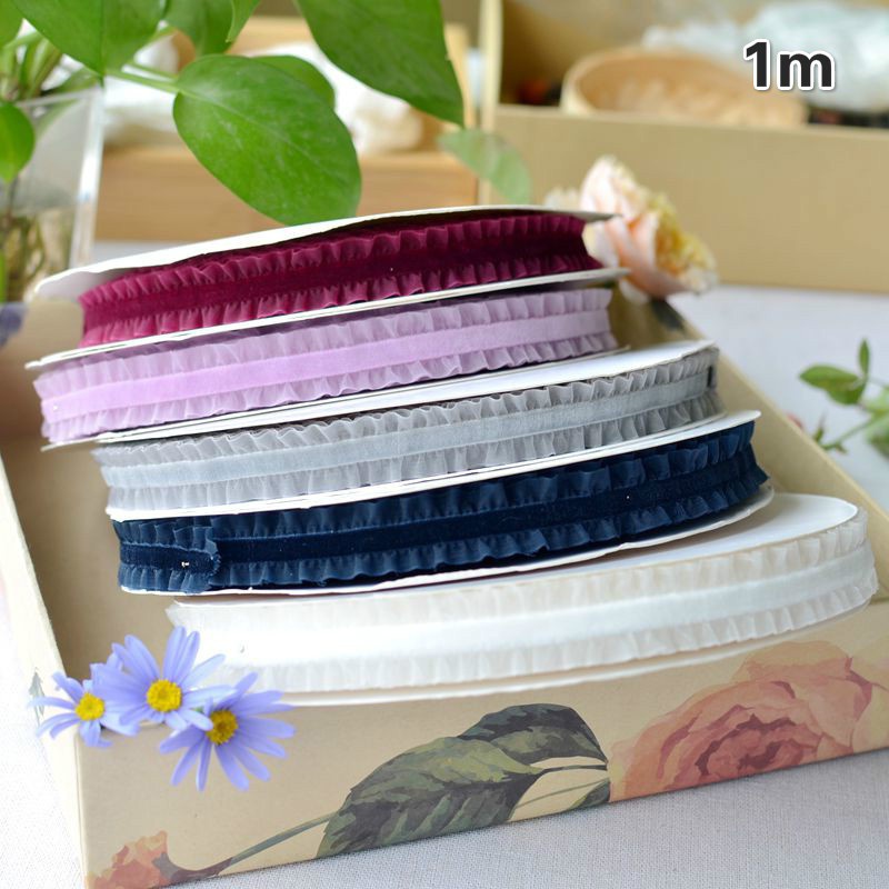 Cuộn Dây Ruy Băng 1m Bằng Vải Nhung Co Giãn Trang Trí Vòng Cổ