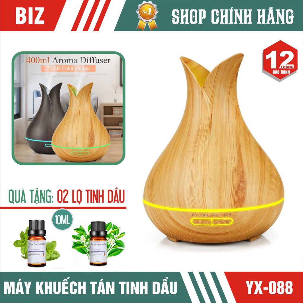 MÁY KHUẾCH TÁN TINH DẦU AROMA CAO CẤP, TẶNG 02 LỌ TINH DẦU 10ML, BẢO HÀNH 12 THÁNG !!!