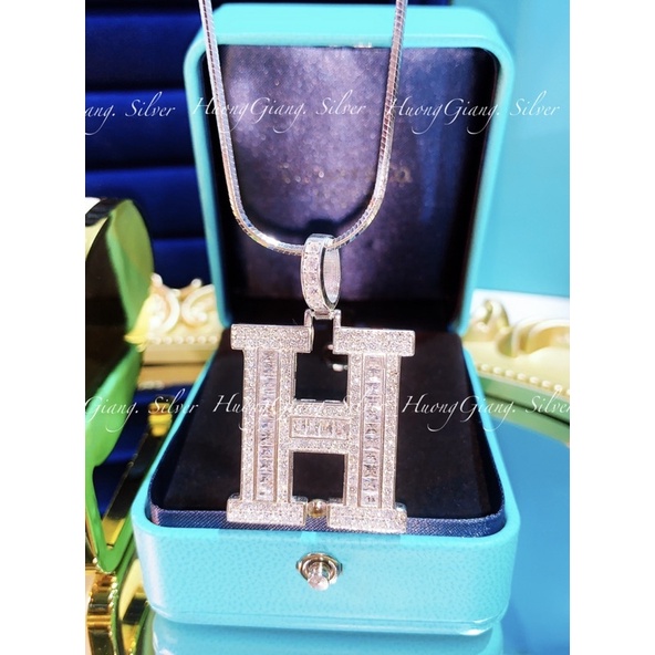 Dây chuyền nam chữ H bạc cao cấp - HuongGiangsilver