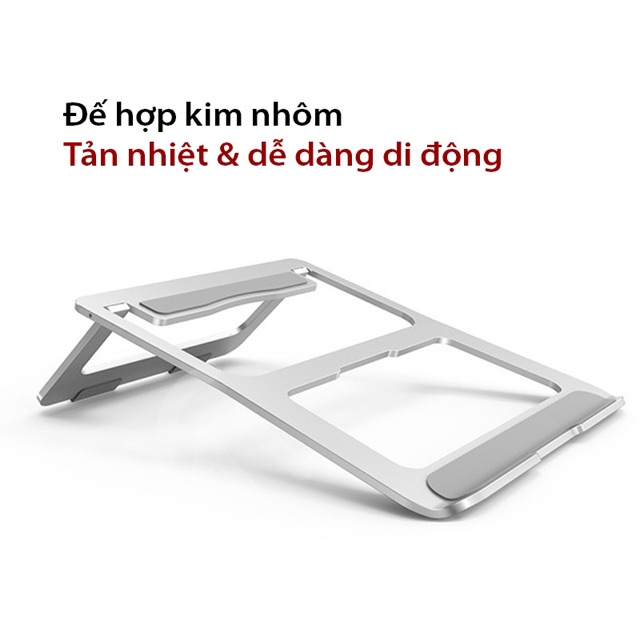 Giá đỡ LAPTOP, MACBOOK, IPAD, đế kê tản nhiệt laptop nhôm Aluminum cao cấp có thể gấp gọn (AM02)