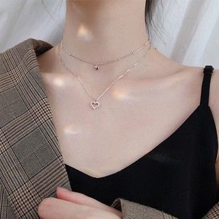 Dây Chuyền Bạc Camellia Hình 2 Trái Tim Đôi Đẹp SE005