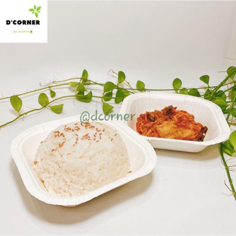 10 Khay Giấy, Chén Giấy Dùng 1 Lần 3x3 Inches Fest Thái Lan đựng xôi, cơm, salad, món ăn kèm,...