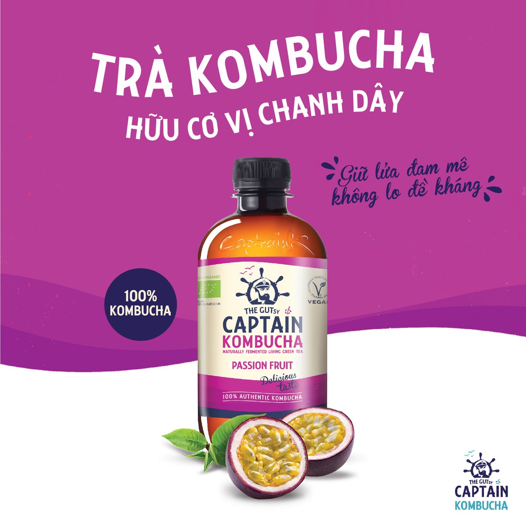 Trà dưỡng sinh KomBuCha hữu cơ Captain Kombucha hỗ trợ hệ tiêu hóa