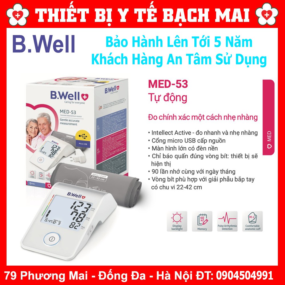 [Bảo Hành Đổi Mới 5 Năm] Máy Đo Huyết Áp Chính Hãng Nhập Khẩu Thuỵ Sĩ B Well MED-53