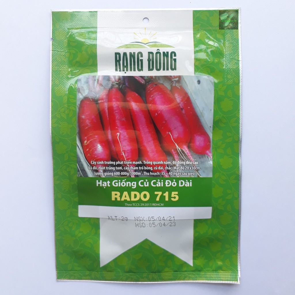 [Seeds] Hạt giống Củ Cải đỏ dài Rado, đóng gói 2gr