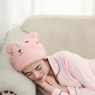Khăn mũ trùm đầu khô tóc hình gấu làm khô tóc sau tắm thấm hút tốt 26cm