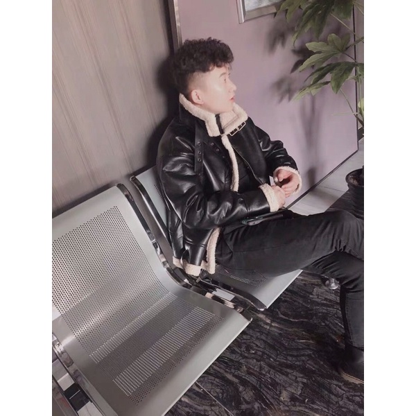 Áo khoác da lót lông đại hàn nam nữ