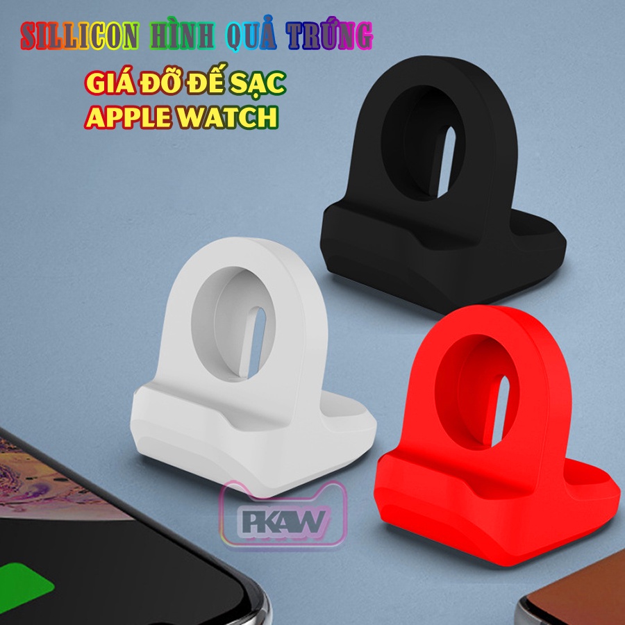 Giá đỡ đế sạc cho đồng hồ thông minh Apple Watch 7/6/5/4/3/2/1 silicon hình quả trứng - Đen