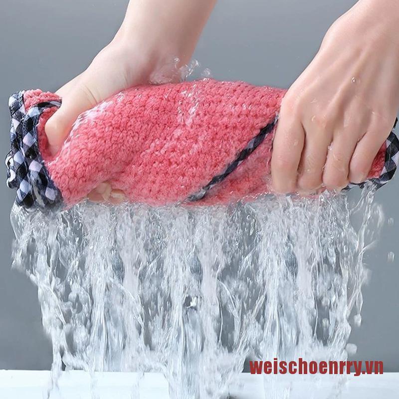 Khăn Lau Dầu Mỡ Bằng Lông Cừu San Hô Hai Mặt Không Dính Có Thể Treo