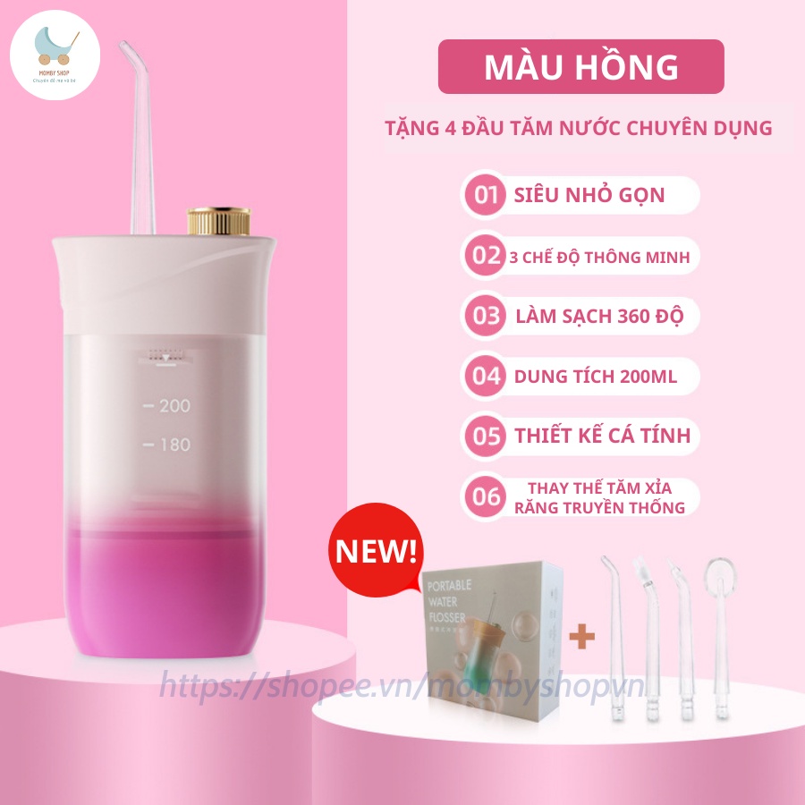 Máy tăm nước cầm tay cao cấp Oral Irrigator Colors, tăm nước mini gấp gọn vệ sinh răng miệng siêu sạch [TẶNG 4 ĐẦU PHUN]