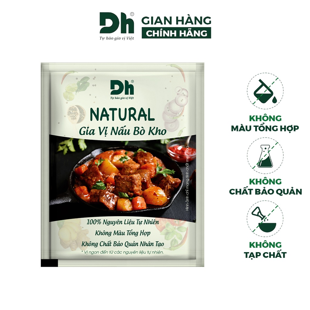 Gia vị nấu bò kho Natural DH Foods nêm sẵn thành phần tự nhiên gói 10gr